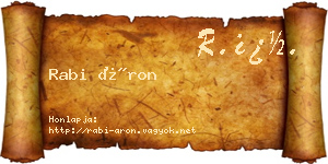Rabi Áron névjegykártya